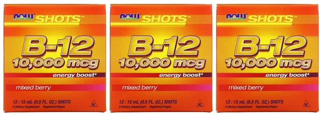 [2+1] Now Foods 나우푸드 Shots B-12 믹스 베리 10000mcg 15ml 12샷 에너지 부스트 티아민 리보플라빈 나이아신 비타민B 엽산 비오틴 판토텐산 3개 - 쿠팡