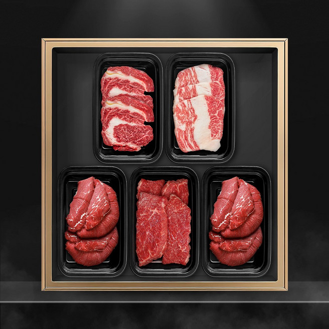 쿠가[냉장] 횡성한우 어사품 1++등급 구이 정육 혼합 5구 5호(총1.5kg)근내지방도7이상[구성 등심+차돌박이+불고기+불고기+국거리], 1개