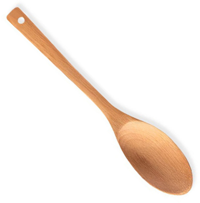 안전하고 위생적인 요리 전용 나무 둥근 볶음스푼, 1개, 베이지