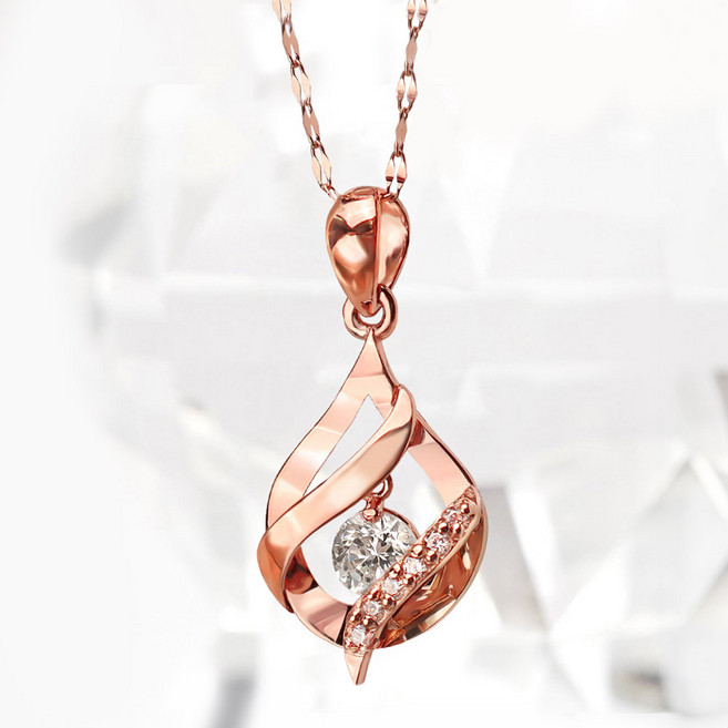 주리에떼 14K 18K 목걸이 핑크골드 데일리 심플 카리나 큐빅 물방울 여자친구 금 목걸이 선물