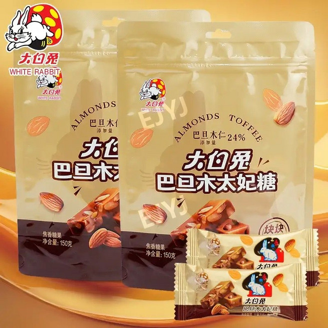 토끼사탕 따바이투 아몬드 유가 누가 크리스피 토피 중국사탕 대백토 화이트래빗, 350g, 1세트
