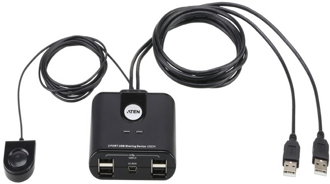 ATEN KM스위치 USB 공유기 컴퓨터 본체 2대 키보드 마우스 연결 선택기 PC 셀렉터 전환기