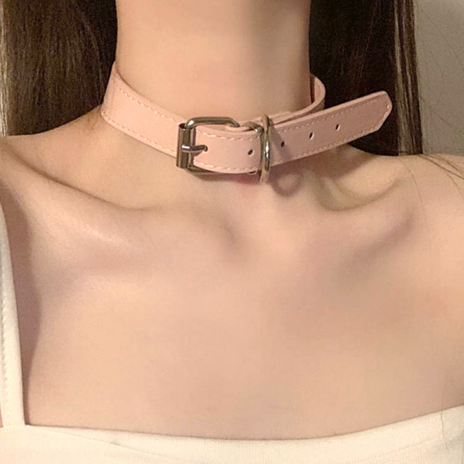 일호장신구 스트릿 버클 가죽 한줄 초커 레더 벨트 시크 베이직 할로윈 클럽 파티
