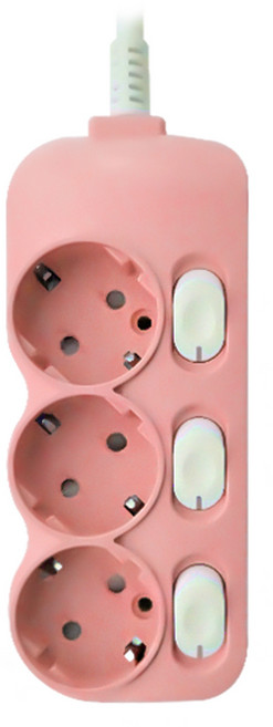 에코파워탭 소프트 컬러탭 멀티탭 3구, 2.5m, 스트로베리핑크, 1개