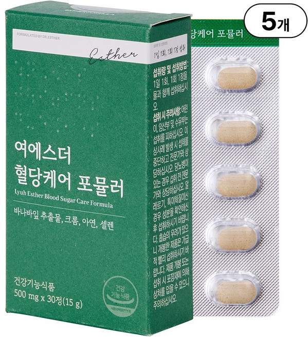 여에스더 혈당케어 포뮬러 l 바나바잎추출물 l 국민영양 프로젝트, 30정, 5개