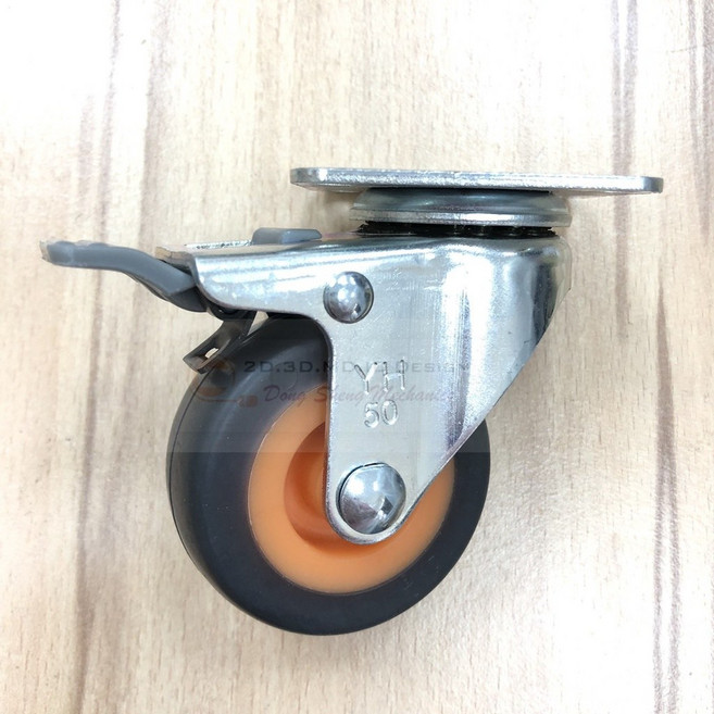 台灣製 360度剎車萬向靜音滑輪 橡膠輪 強化輪圈 嬰兒床適用, 1個, 278 HTPR橘灰