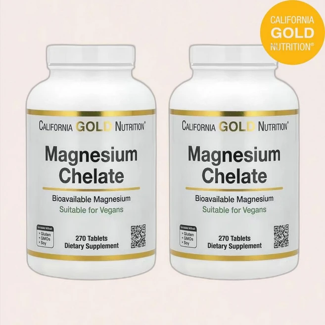 CaliforniaGoldMagnesium Chelate 캘리포니아 골드 마그네슘 킬레이트 210 mg 90개입, 270정, 2개 - 쿠팡