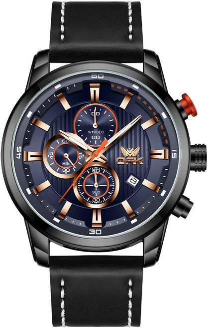 OPK 남자손목시계 정품 쿼츠 럭셔리 명품 워터프루프 야광 가죽