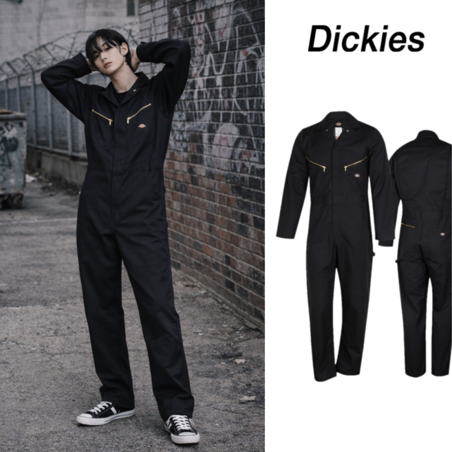 디키즈 남성 점프수트 트윌 롱슬리브 커버올 블랙 48799BK