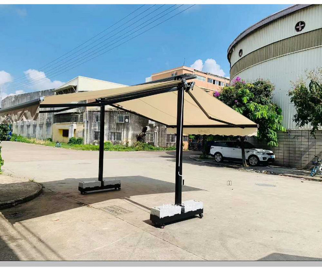 야외 천막 럭셔리 빌라 상업용 더블 개폐식 캐노피, 길이5.0m양측 1.5M암갈색