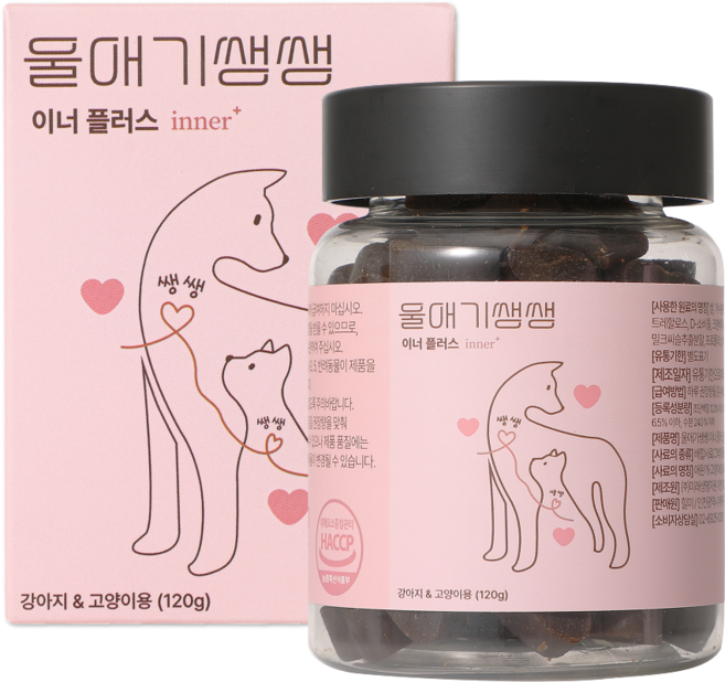 울애기쌩쌩 이너플러스 반려동물 종합영양제 기관지 심장 신장 간 케어, 60정, 1개