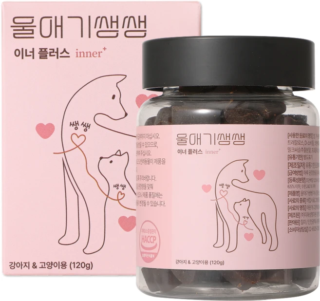 울애기쌩쌩 이너플러스 반려동물 종합영양제 기관지 심장 신장 간 케어, 60정, 1개 - 쿠팡