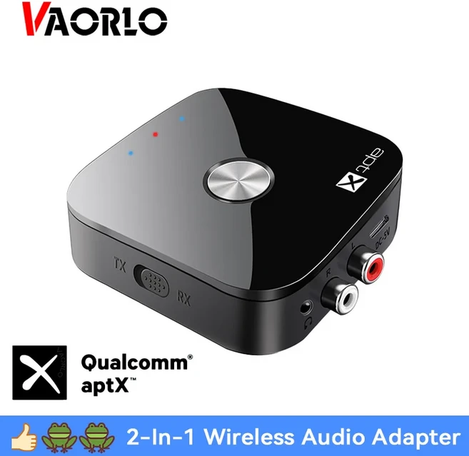 APTX Bluetooth5.4 오디오 송신기 수신기 aptX-Adaptive/HD/LL 3.5MM AUX 멀티포인트 2 in 1 무선 어댑터 H, 01 Black