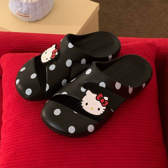 Hello Kitty 戶外涼拖鞋, 1個, 黑色波點KT貓（輕便防滑）40-41【標準碼】