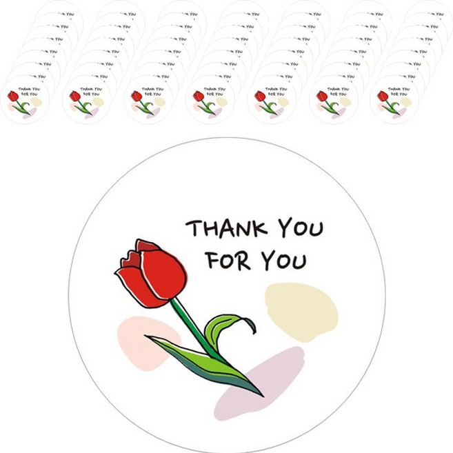 단비나인 포장데코 땡큐 포유 스티커, 튤립, 50개