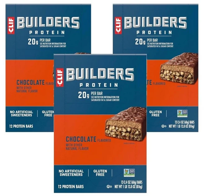 Clif Bar Builders Chocolate 클리프바 빌더스 프로틴바 초콜릿, 68g, 36개 - 쿠팡