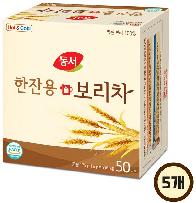 동서 한잔용 보리차 티백, 1.5g, 50개입, 5개