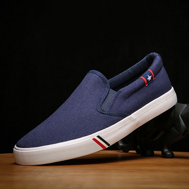 Shenghe 簡約單色帆布懶人鞋 情侶款軟底休閒鞋 黑白深藍 大尺碼36-48