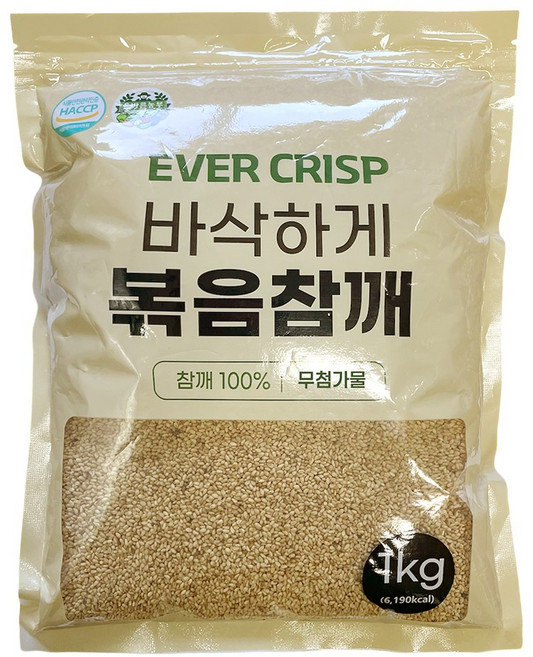 EVER CRISP 에버크리스프 바삭하게 볶음참깨 20개입 박스, 1kg