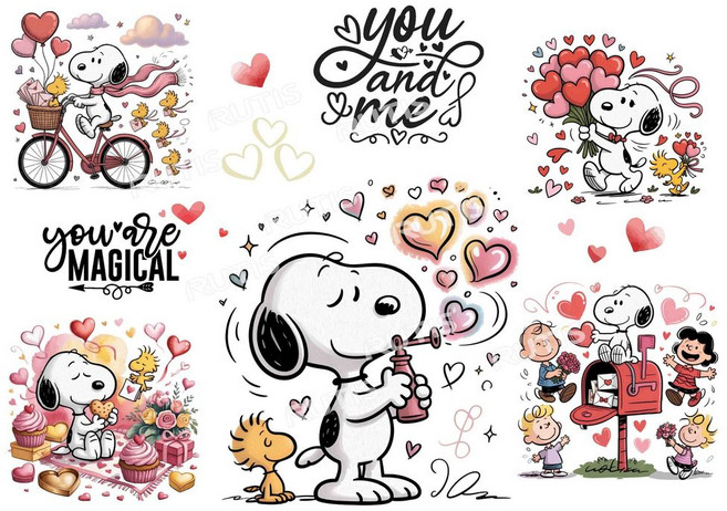 Snoopy 情人節水轉印/熱轉印貼紙, 1個, 熱轉印