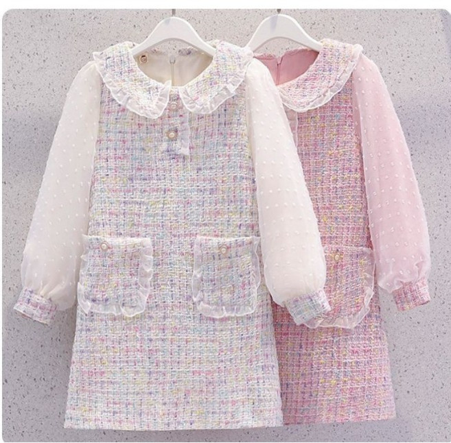 아이짱 초등학생 여아 트위드 원피스 콩쿨 하객룩 정장 봄가을