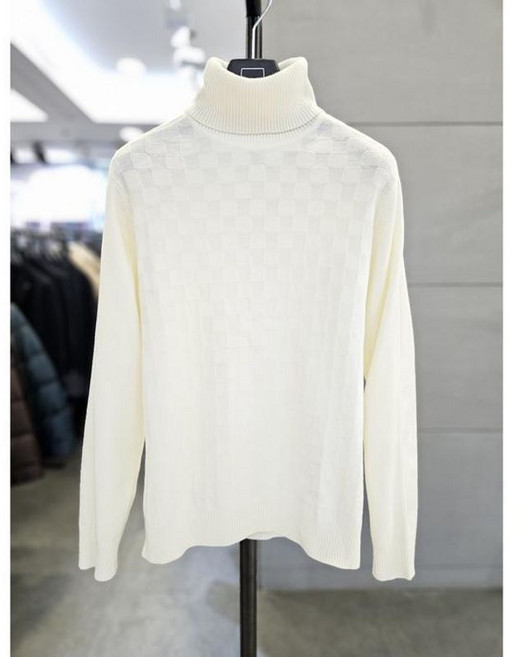 바쏘옴므 남자 터틀넥 아이보리 스퀘어 겨울 니트 목폴라 WSATZ4WN11A 449956