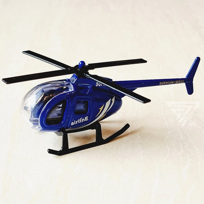 仿真合金直升機模型 1:64 警察救援直升機 119, 1個, 藍色