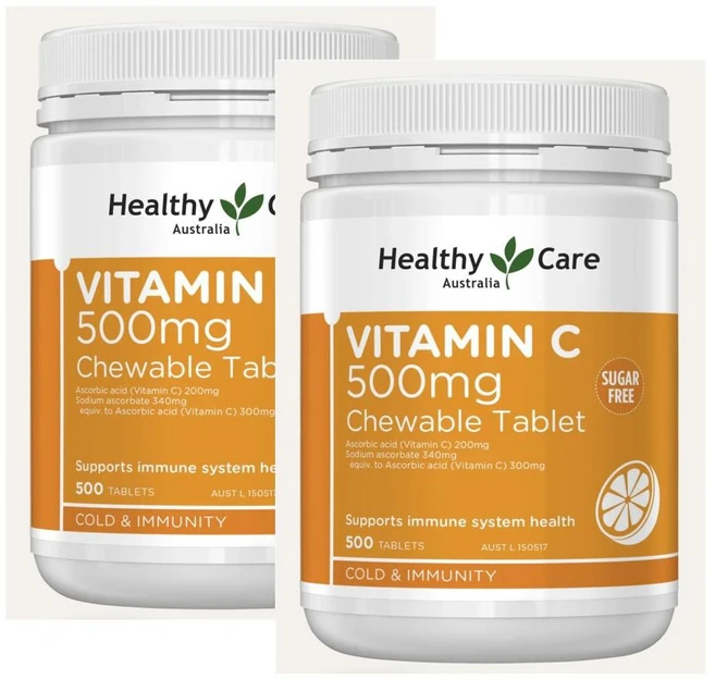 헬시케어 비타민 C 500mg 츄어블, 2개, 500정 - 쿠팡