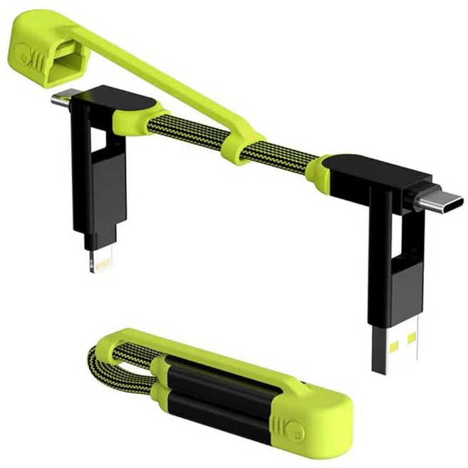 ROLLING 롤링SQUARE 스퀘어inChargeXL포켓-6-in-1휴대용범용충전케이블 USB-C 라이트닝 USB-A및마이크로USB 100W초고속충전전원 15cm/0.5피트, 1개