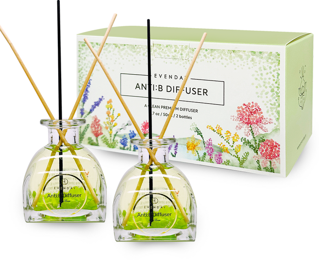 이븐데이 안티비 디퓨저 100ml 1+1 실내방향제 선물세트, 그린 모링가, 그린 모링가