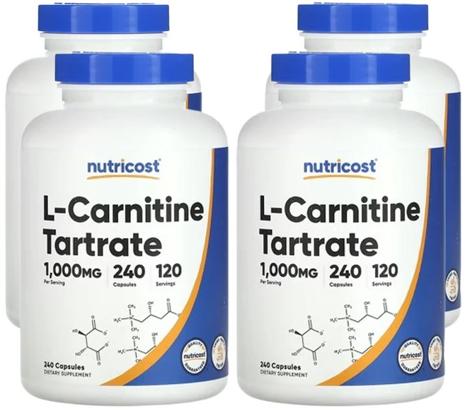 뉴트리코스트 l-카르니틴 타르타르산염 1 000mg 240캡슐(캡슐당 500mg), 4개, 240정 - 쿠팡