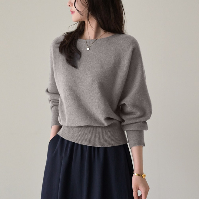 데일리앤 팔레트 여성 여리 가오리핏 보트넥 입술넥 니트 부드러운 베이직 이너 니트티 가을 겨울