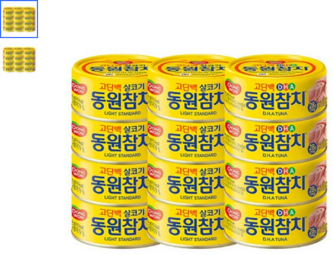 동원 라이트스탠다드 150G 4캔 + DHA 150G 8캔, 12개
