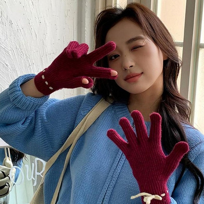 아일린 여자 겨울 스마트폰터치장갑 보온 방한 롱 니트 장갑