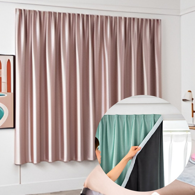 지애랑 99.99% 빛차단 붙이는 벨크로 암막커튼 찍찍이 방풍 방한