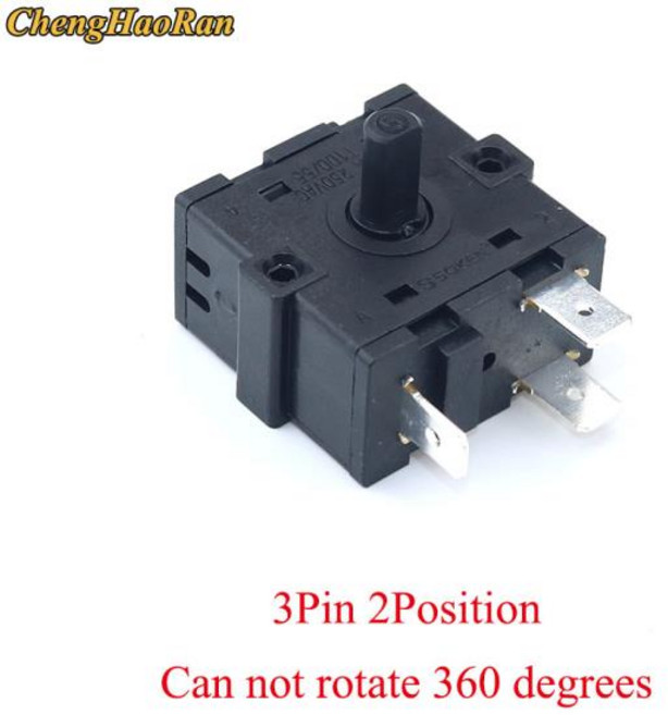 ChengHaoRan 전기 방 히터 로터리 스위치 선택기 AC 250V 16A RT222 RT233-1-B 3 핀 4 5, 01 3Pin 2Position A, 1개