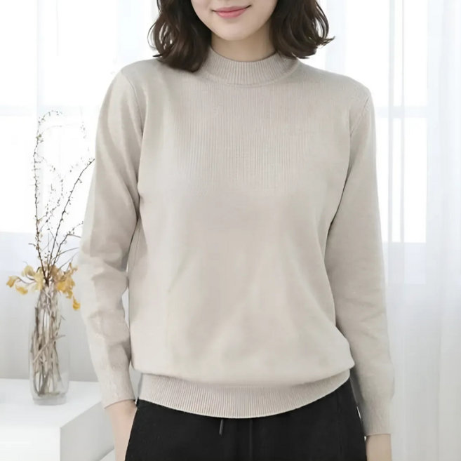 루모프 여성 부드러운 니트 반목 폴라 하프넥