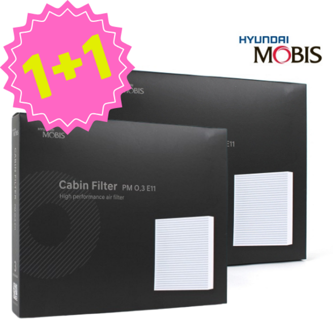 1+1 현대모비스필터 에어컨히터필터 현대차 순정형 초미세먼지 99%필터링 PM0.3 E11, 2개, 아반떼MD