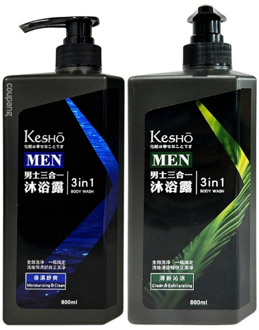 KesHO MAN 男士三合一潔顏洗髮沐浴露 洗面乳 沐浴乳 800ml 洗面露, 1個, 保濕舒爽