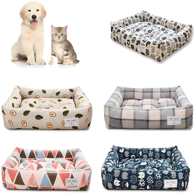 믹스MICS 반려동물 다용도 분리형 사각 강아지 고양이 방석 펫하우스 매트 쿠션 강아지집 고양이집, 아보카도, 1개