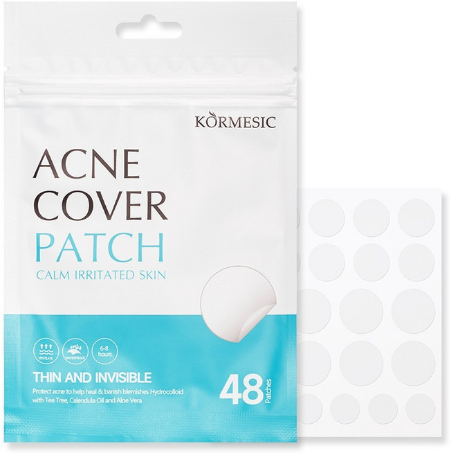 KORMESIC 痘痘貼 淨痘隱形遮瑕 48片裝, 1個, 售，購買即默認免責聲明且承責任],盒