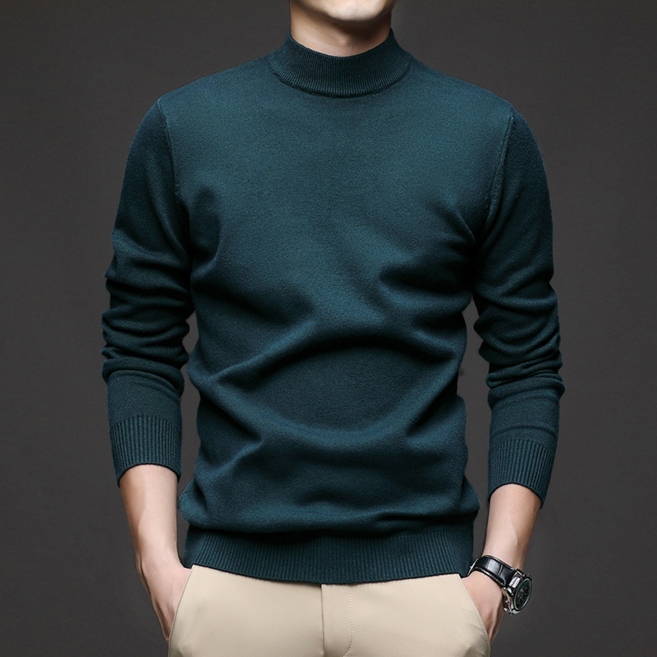 TIMEPURE 남성 봄 가을 솔리드 반폴라 슬림핏 스웨터 고급 패션 이너 니트 캐주얼 비즈니스 통근복 라운드넥 따뜻한 보온 상의