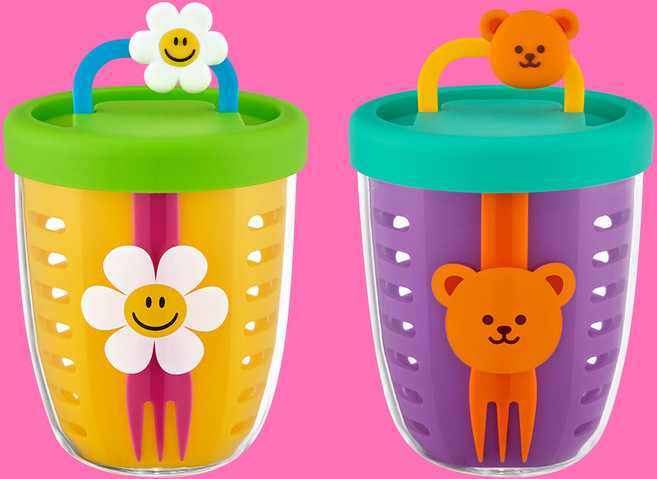 위글위글 후르츠팟 샐러드 도시락 과일통 밀프렙, 1개, Wiggle Bear Purple
