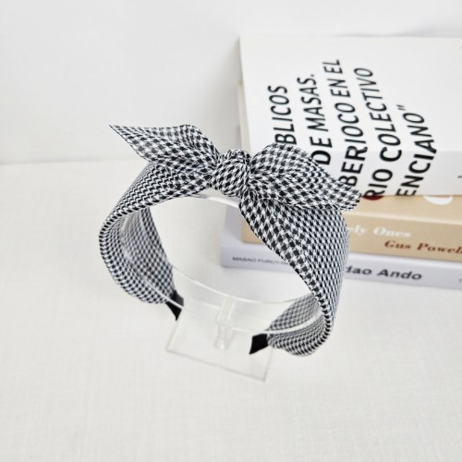 무이토린다 페미닌 하운드 체크 리본 반다나 헤어밴드