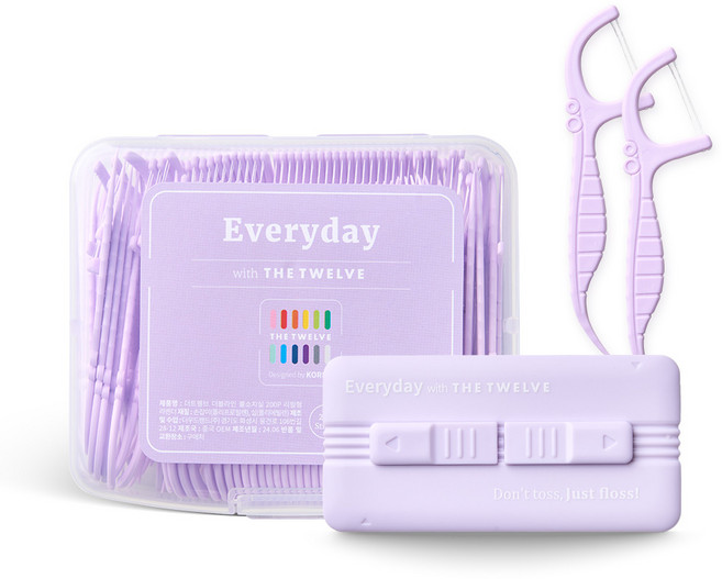 더트웰브 더블라인 불소 치실 200개 + 휴대용 치실 케이스 10p 세트 총 210개, 1세트, 210개입, 1.8cm