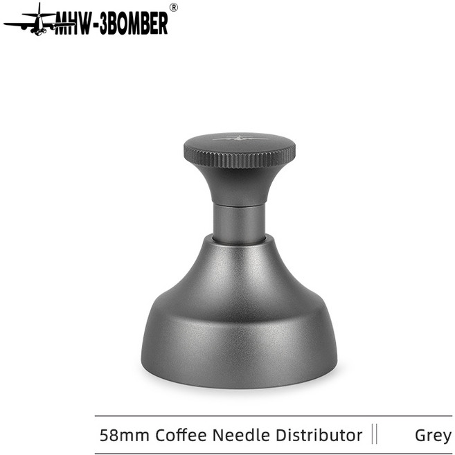 MHW-3BOMBER 바늘형 커피 분배기 수동 바리스타 도구 탬퍼 58mm 레벨러 304 스테인리스 스틸 액세서리, 01 Grey, 1개
