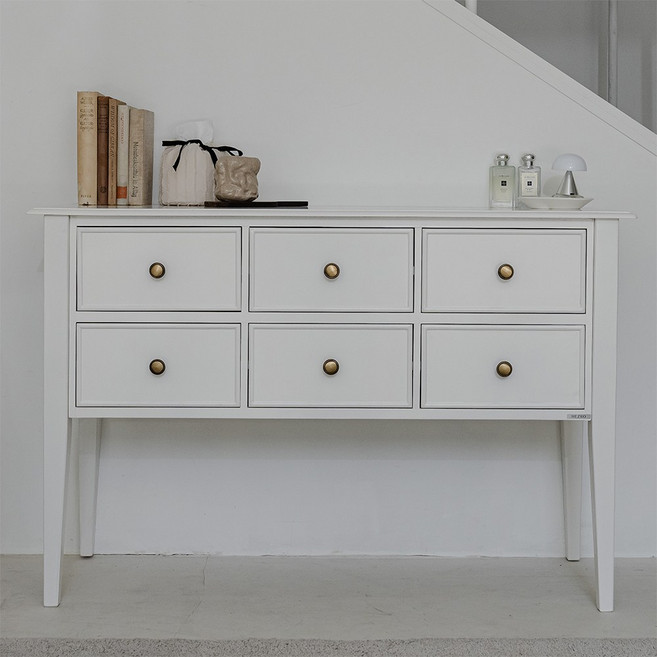 헤즈로 피어스6 화이트 복도 현관 거실 원목 서랍장 콘솔 테이블 장식장 1100, 피어스 6 화이트