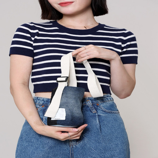 리그린 남녀공용 데님 업사이클링 텀블러백
