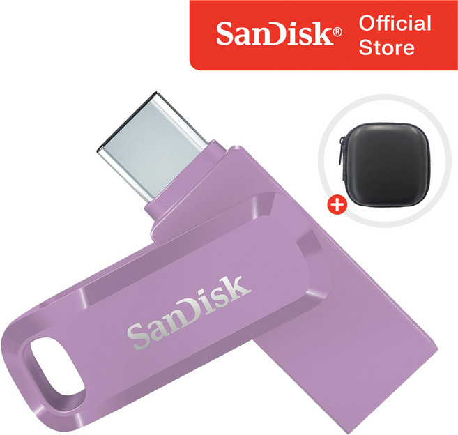 샌디스크 USB 메모리 울트라 듀얼 고 C타입 SDDDC3 라벤더 퍼플 + 보관 케이스 패키지, 1개, 128GB