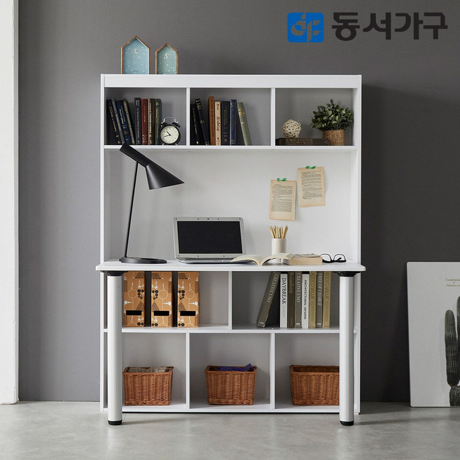 동서가구 퓨어 정면책상 1200 독서실 책상책장 DF644259, 화이트
